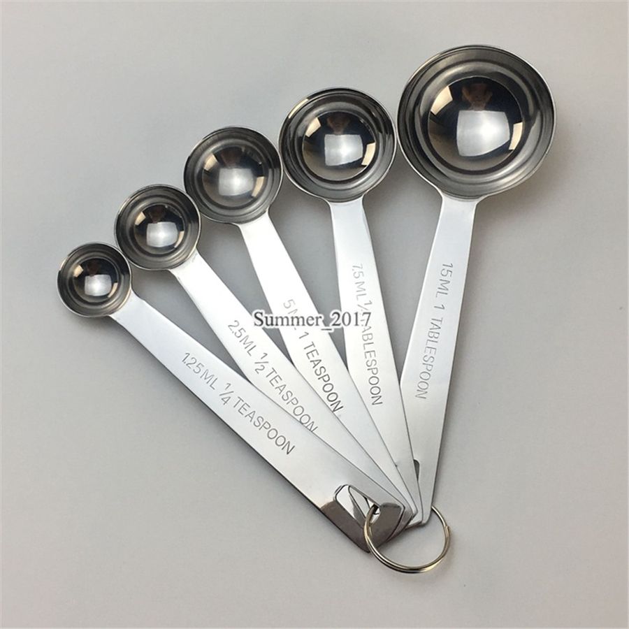 5pcs//Set Stainless Steel Measuring Cups Spoons Set Kitchen Baking Cook Utensil