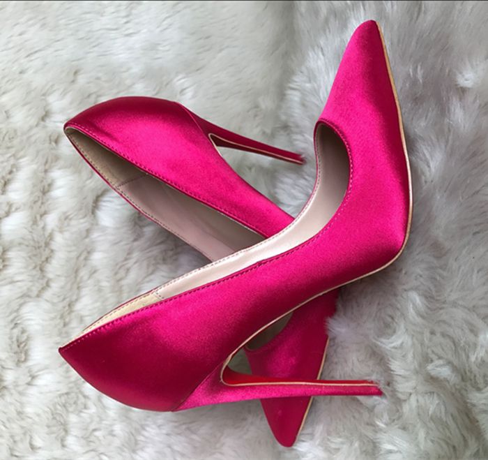 Acquista Scarpe Da Sposa In Raso Fucsia Punta A Punta 2018 Scarpe Da Donna  Rosse Fondo Tacchi Alti Da Sposa 8 Cm 10 Cm 12cm Tacco Alto A 37,04 € Dal  Cycycycy | DHgate.Com