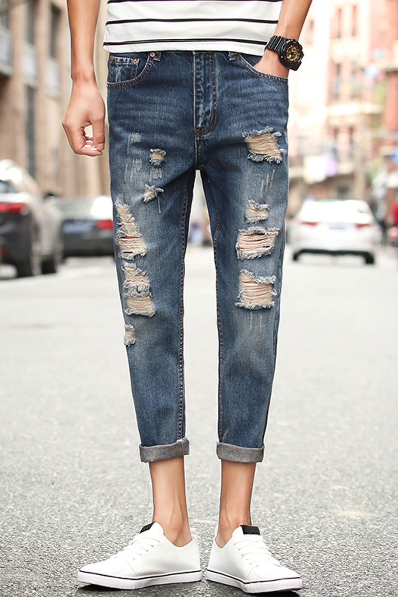 Harem Tideway Edge Damage Jeans Men 