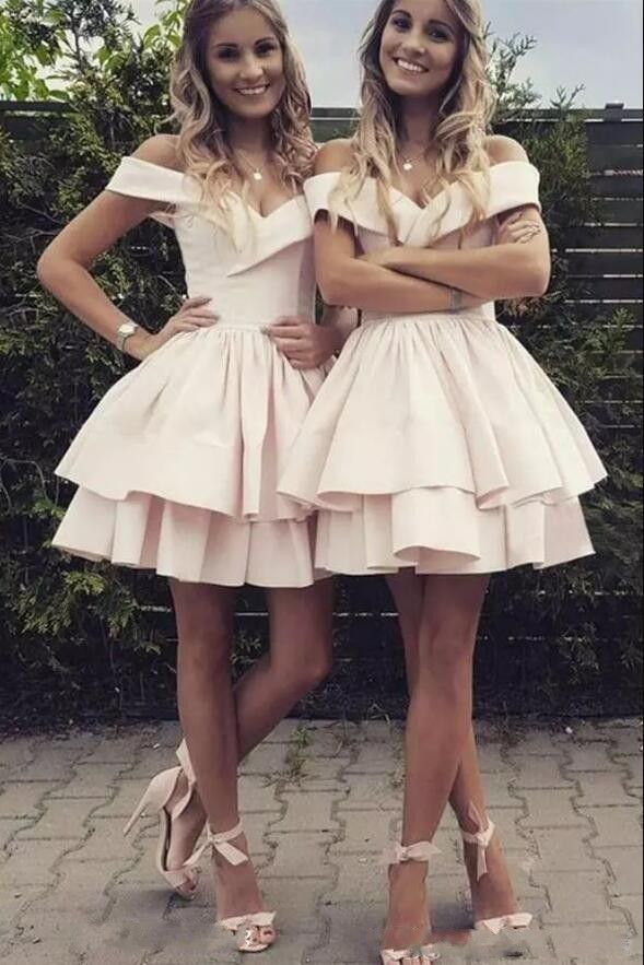 2019 Short Pale Pink Bridesmaid Dresses A Line Juniors Sweet ...