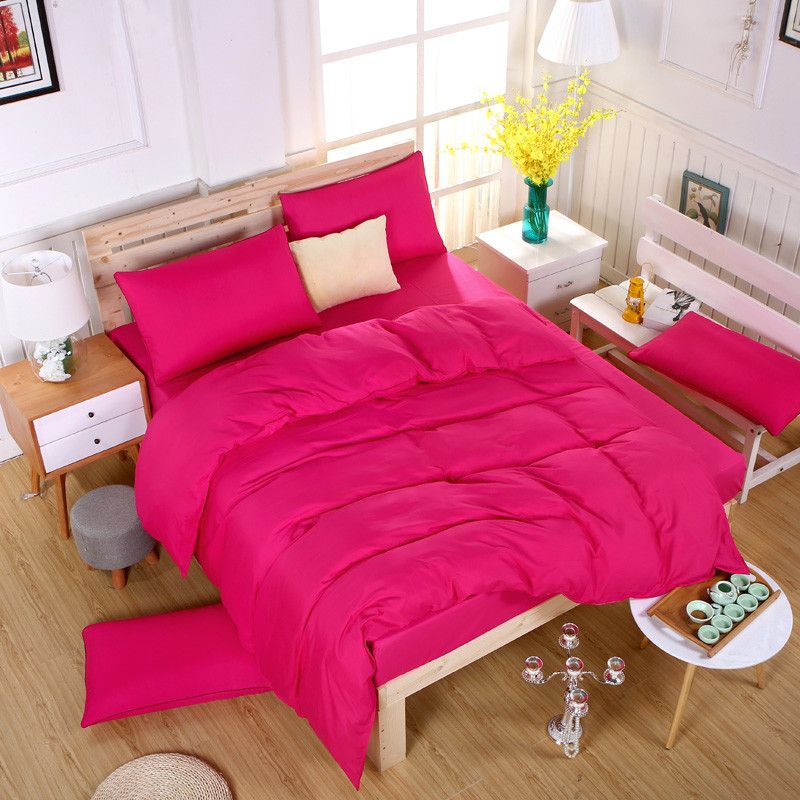 Fuchsia Fashion Solid Bedding Sets Bed Set Bedclothes Bed Linen
