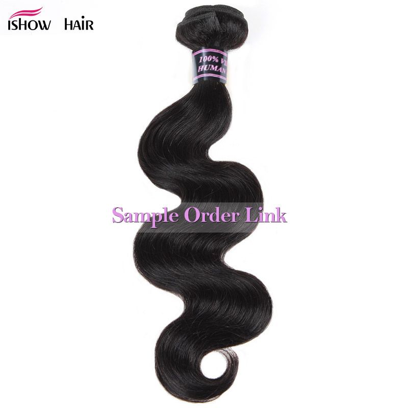 Ishow Human Hair Bundles Wefts Brazilian Peruvian Malaysian Body Straight Loose Deep Water Curly Weaves one Piece Sample 8-28inch for Women All Ages Natural Black