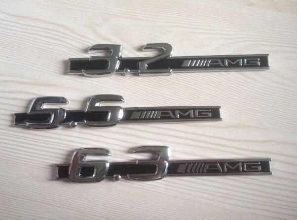 2pcs Metal New Car Chrome Badge Emblem for 6.3 AMG for Mercedes Benz S63 E63 CL63 C63