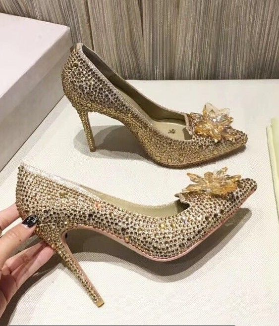 Gold Fashion Famous Brand Name Wedding Bride Shoes Pointed Gold Fashion Famous Brand Name Wedding Bride Shoes Pointed