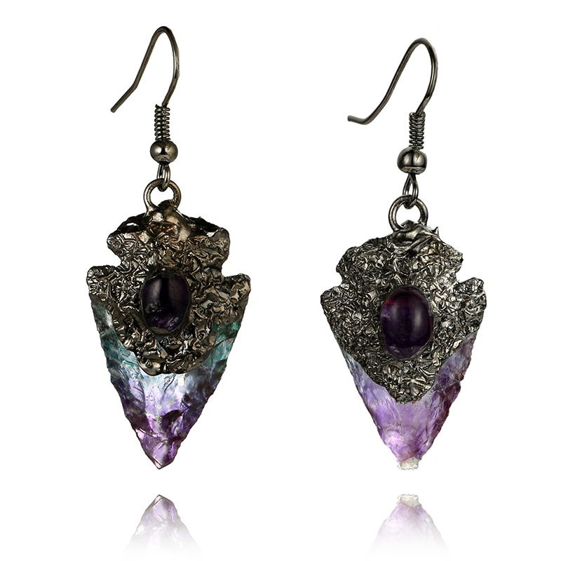 Vintage Women's Emerald & Amethyst Dangle Wedding Earrings Party Jewelry Gift UK Vintage Women's Emerald & Amethyst Dangle Wedding Earrings Party Jewelry Gift UK