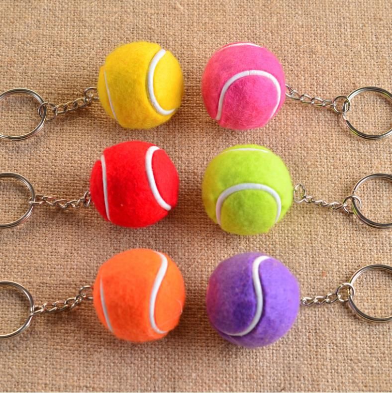 Fashion Mini Tennis Ball Shaped Keychains Sports Keyrings For Gifts