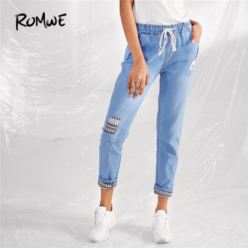 drawstring denim pants