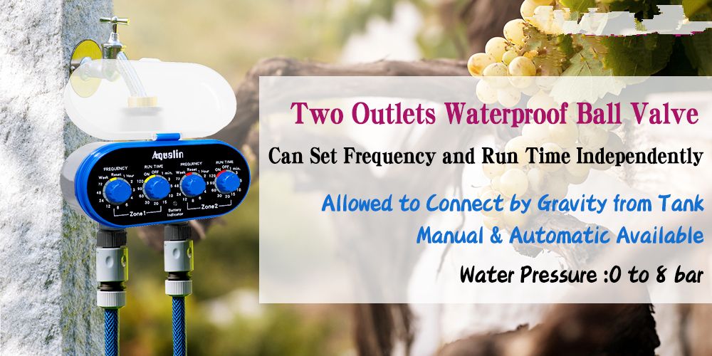 Ball Valve Electronic Automatic Watering Two Outlet Four Dials Water Timer