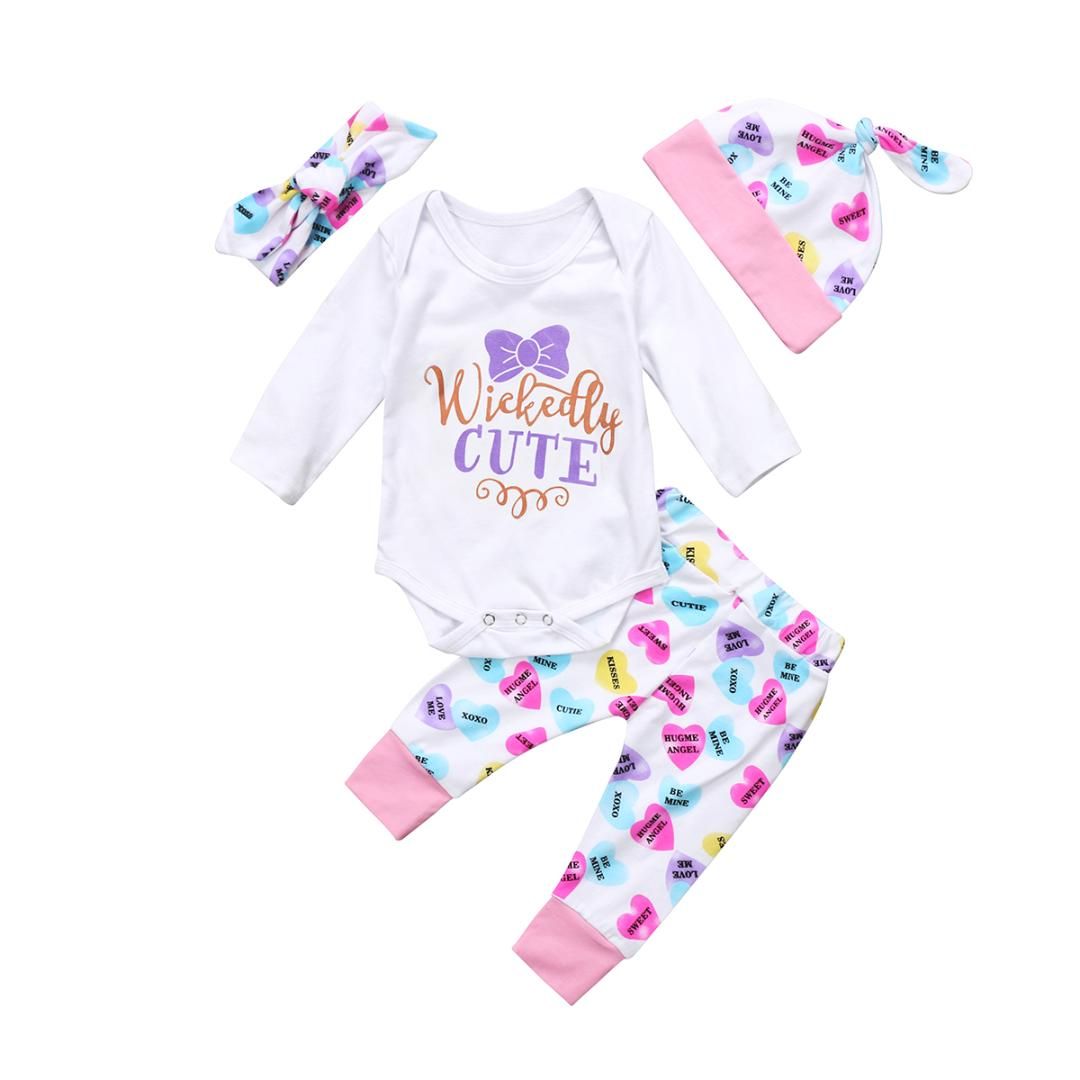 Newborn Baby Girl Outfits Clothes for Romper Shorts Headband Lovely Clothes