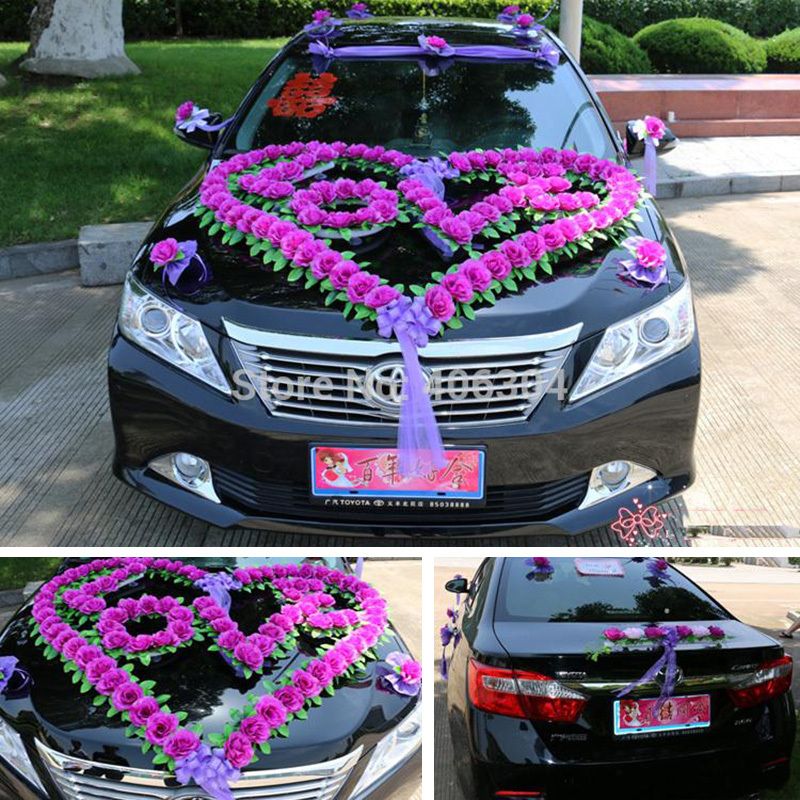 2019 Artificial Flowers Wedding Car Decoration Set With Heart LOVE , Wedding Decorative Flowers House Decoration Fiori Bomboniere From Qushimei88,