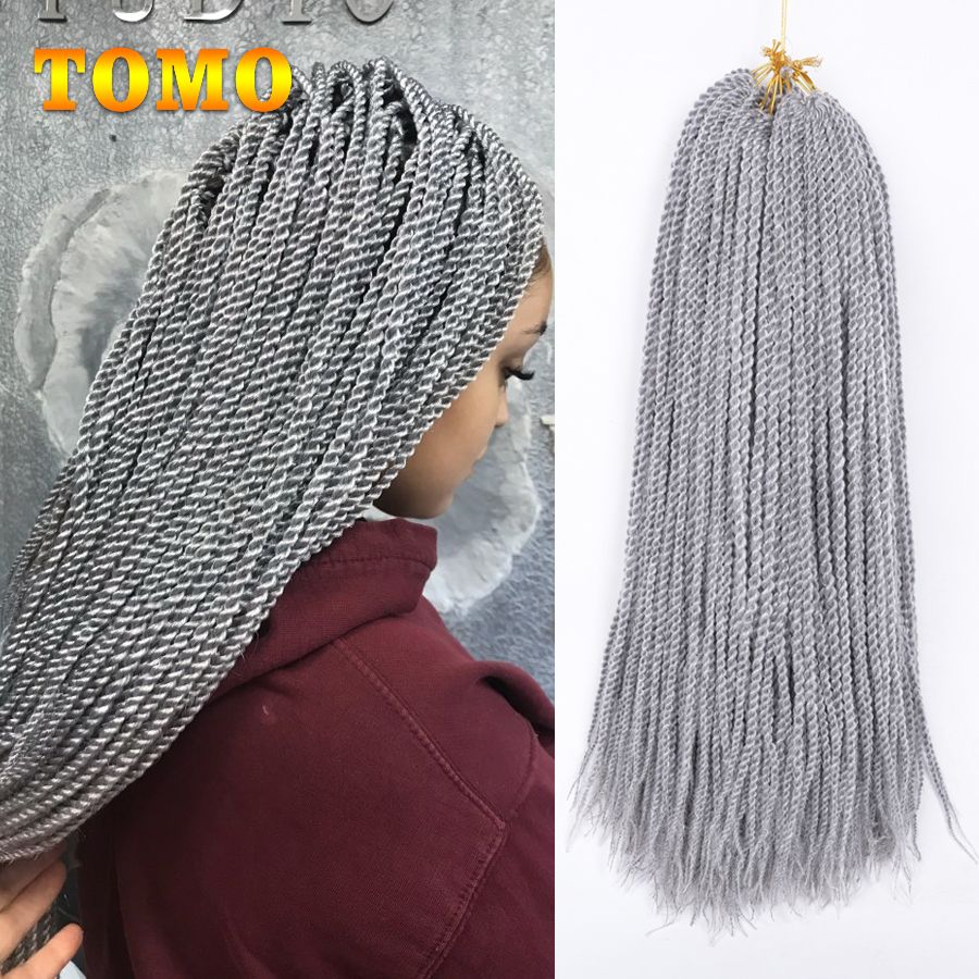 2020 Grey Color Senegalese Twist Braids Crochet Braiding Hair