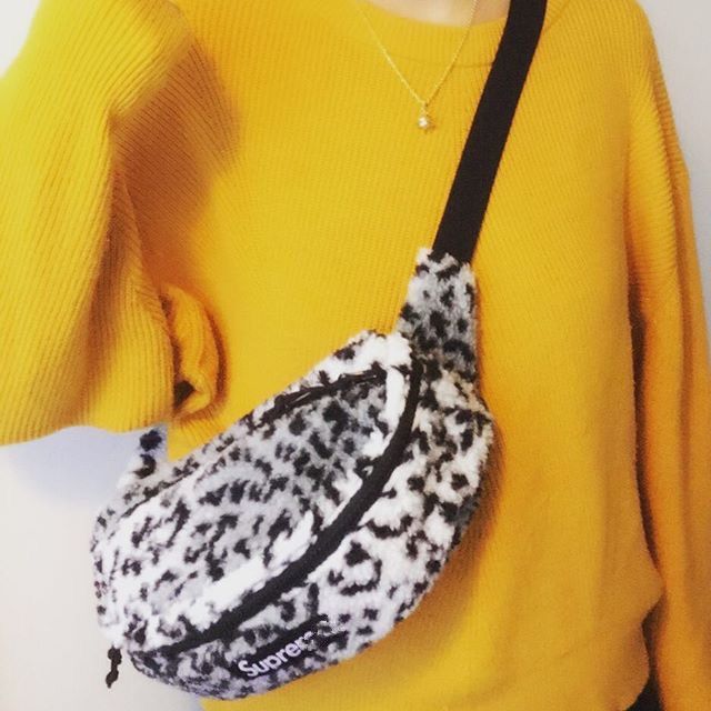 leopard fleece waist bag