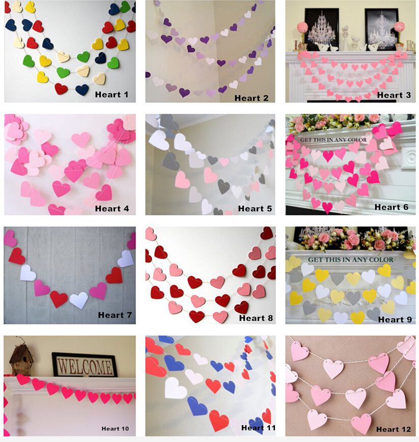 2019 Wholesale 1m Paper Heart Wall Hanging Wedding Halloween