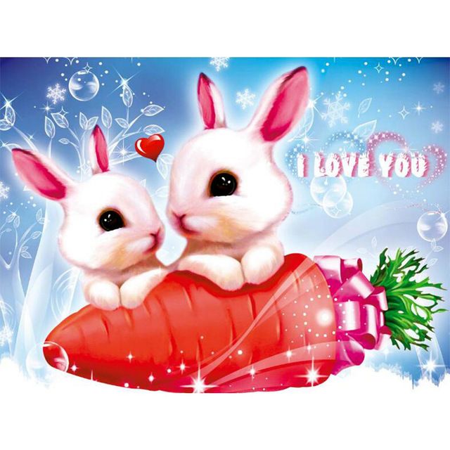 Satin Al Karikatur Tavsan Havuc 5d Diy Mozaik Igne Elmas Boyama