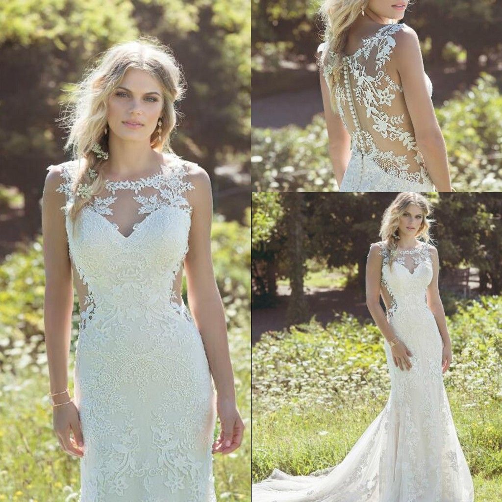 2018 Lace Wedding Dresses Vestidos De Novia Mermaid Boat Neck
