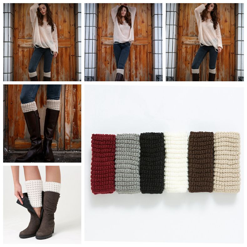 Para mujeres Corto Calcetines al tobillo bota de Crochet Tejido Invierno Calentador de la pierna Puños Toppers