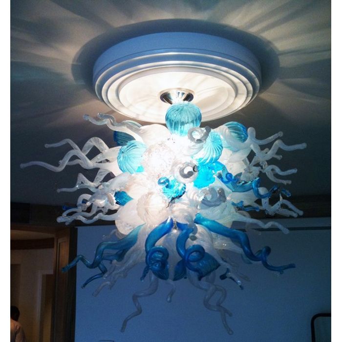 Murano Glass Chandelier Blue And White Fancy Unique Moroccan Crystal Chandelier Lamps Ceiling Fans High Quality Silver Pendant Light Designer Pendants