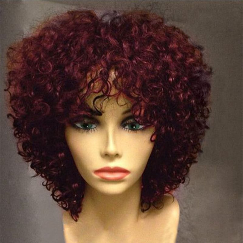 Mhazel Glueless Short Afro Kinky Curly Bob Front Heat Resistant Synthetic Fiber Hair Lace Wig Bangs Janet Wig Sensationnel Wig From Celebrityhairwigs 13 67 Dhgate Com