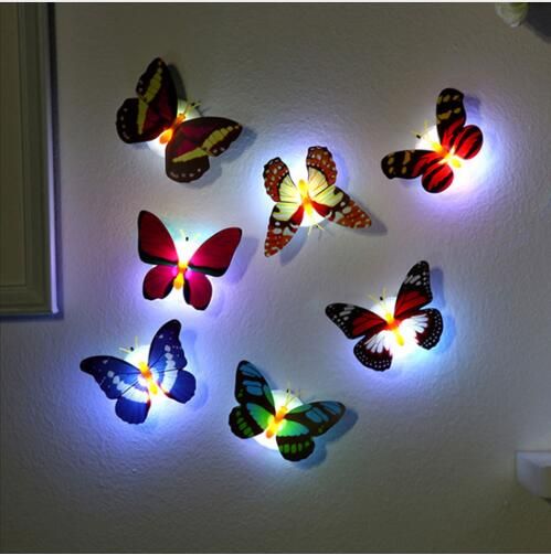 Compre Luz Colorida Mariposa Pegatinas De Pared Facil Instalacion