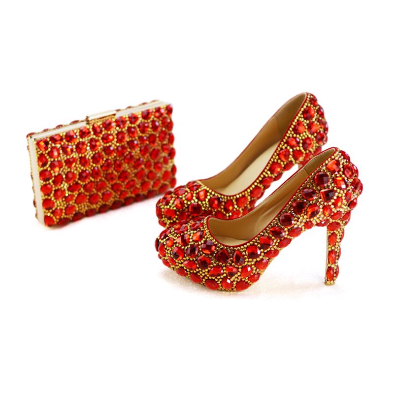 red and gold wedding shoes