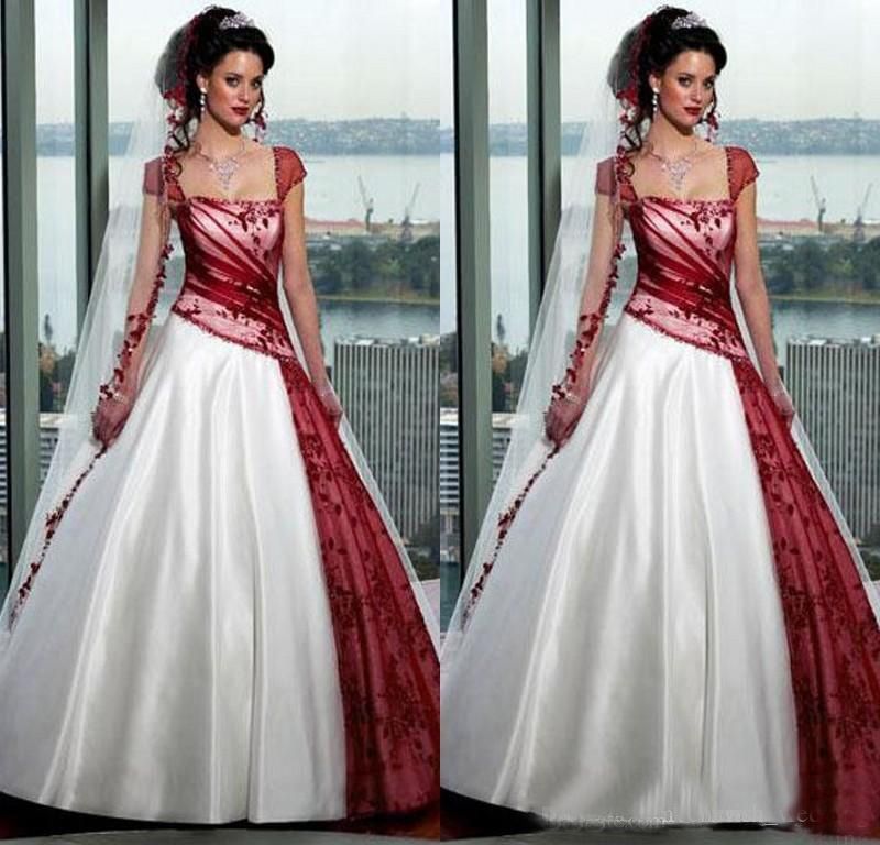 vestito da sposa bianco e rosso