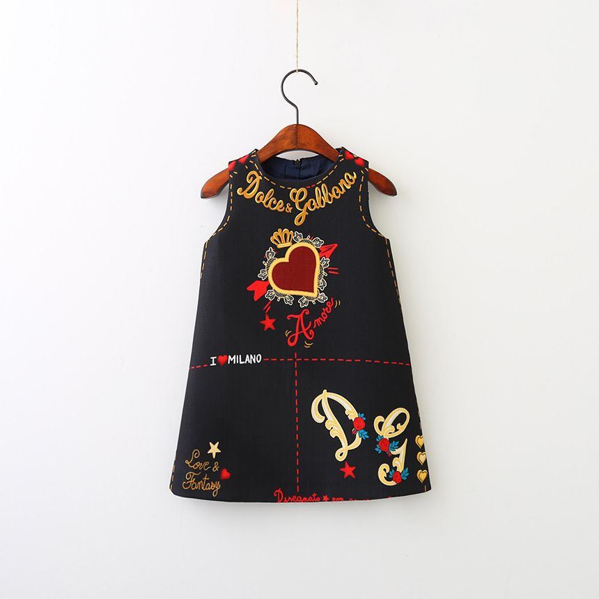 2020 Girls Letter Heart Print Dress 