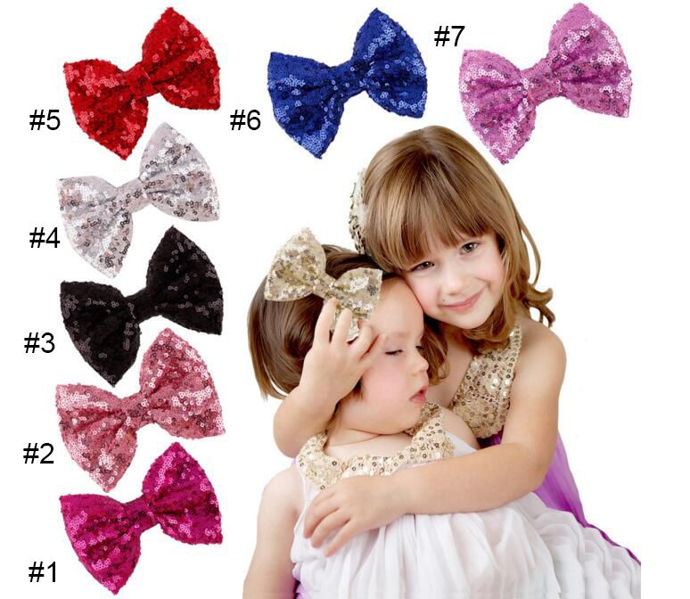 Cute Shiny Baby Girls Hair Clips Hairpins Sequins Toddlers Hair Bows Accessorcb