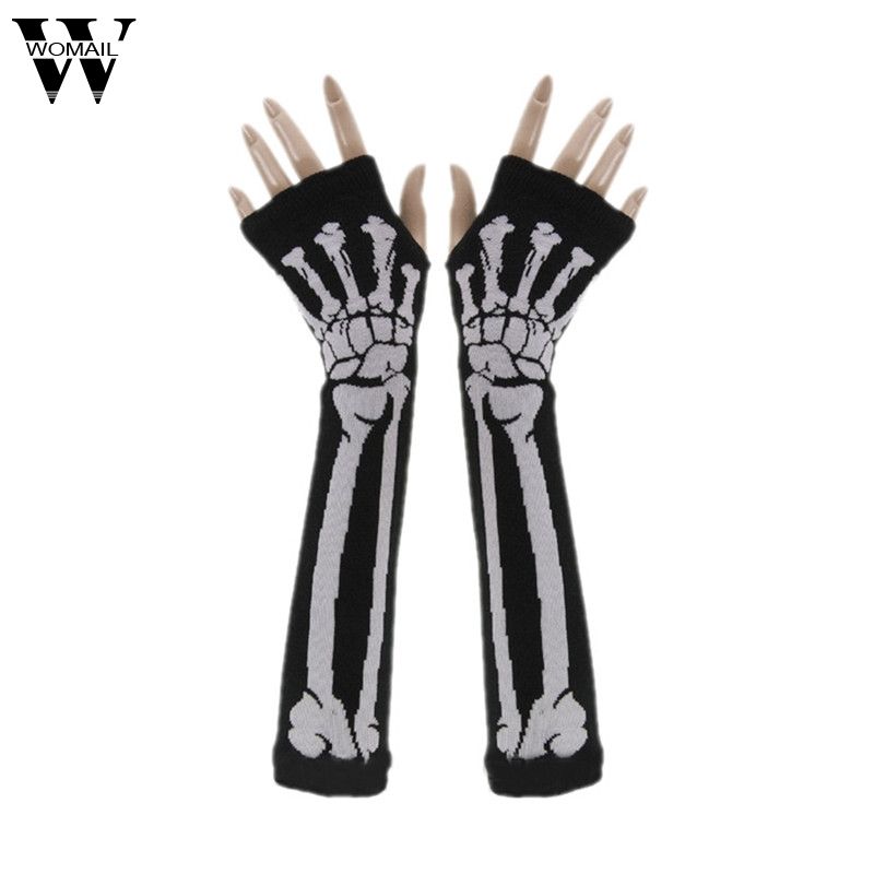 satin al yaratici kis sicak punk gotik beyaz iskelet cadilar bayrami uzun parmaksiz eldiven kadinlar erkekler icin inanilmaz jl 20 tl145 5