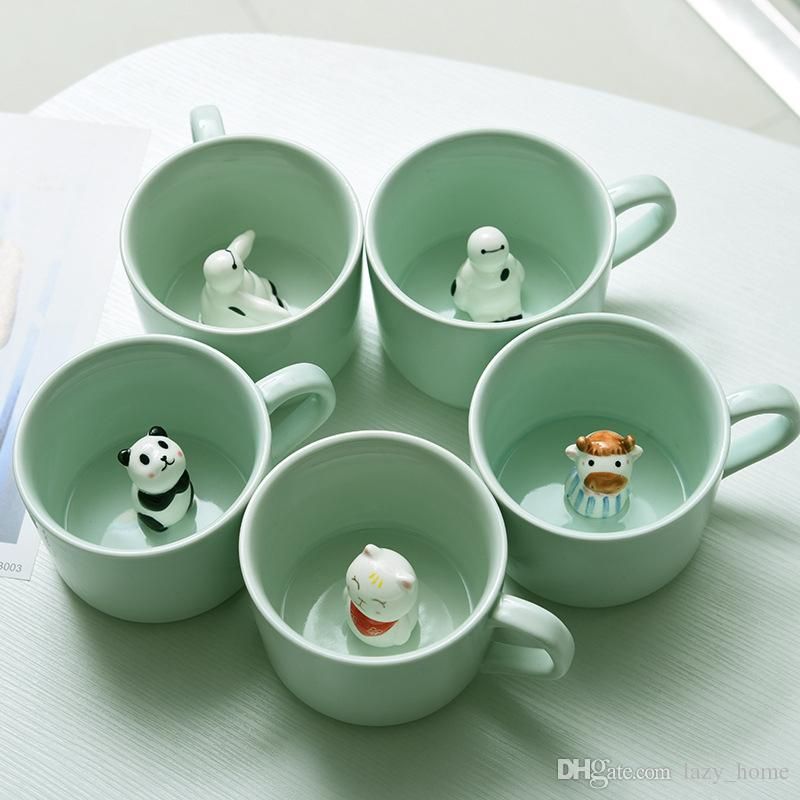 3d Ceramic Cup 230ml Creative Small Milk Mug Animals Cartoon Cat