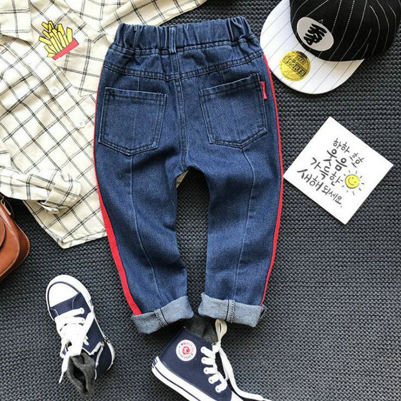 Satin Al Erkek Cizgili Pantolon Mavi Denim Kirmizi Cizgili Kot Cocuklar Rahat Erkek Kot Pantolon Cocuk Pantalon Kt458 Tl138 51 Dhgate Comda