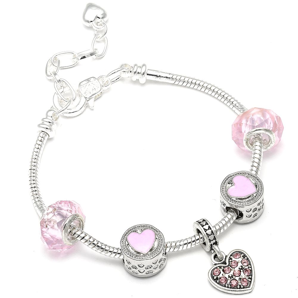Crystal Love Heart Bracelet Glass beads Fit Diy Pandora pulsera DIY para mujeres niñas