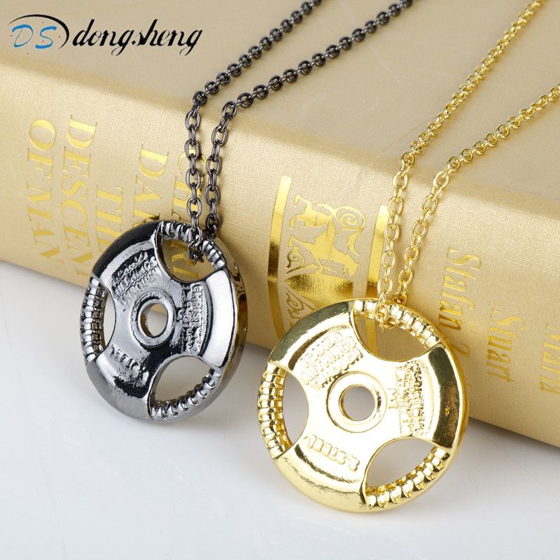GOLD MUSCLE MEN BODYBUILDER PENDANT NECKLACE DUMBBELL BARBELL WEIGHT LIFTING GOLD MUSCLE MEN BODYBUILDER PENDANT NECKLACE DUMBBELL BARBELL WEIGHT LIFTING