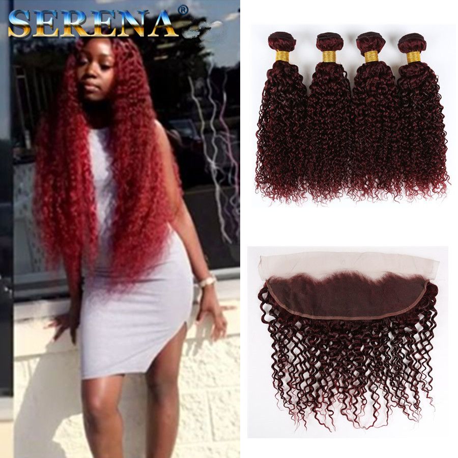 New Style Burgundy Hair Deep Curly Weave 99j Brazilian Malaysian