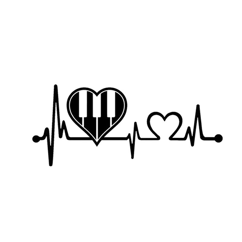Piano Keyboard Heartbeat Decal Marching Band Guitar Bass Treble
