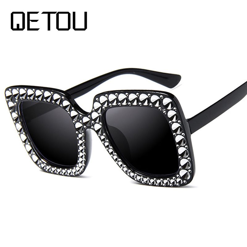 Rhinestones Jewel Sunglasses Womens Oversized Square Shades