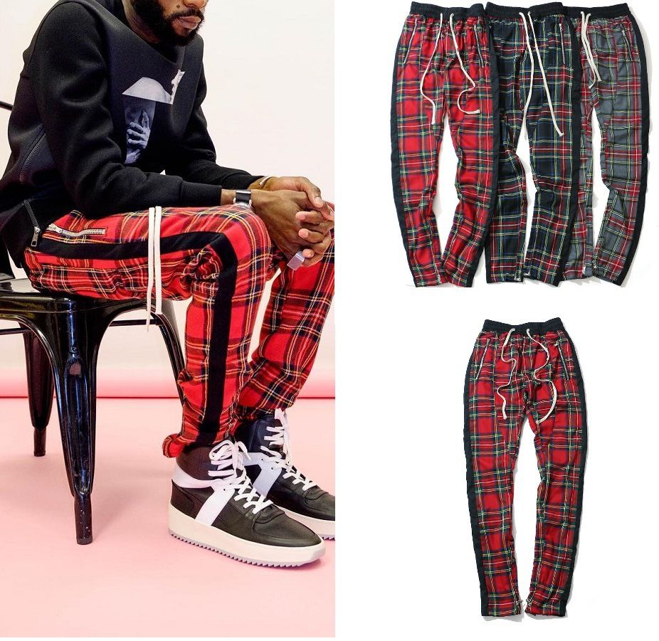 plaid joggers mens