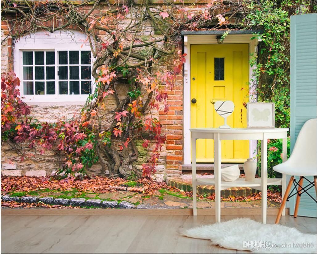 3d Wallpaper Custom Photo Vintage Brick Wall With Rattan Coffee