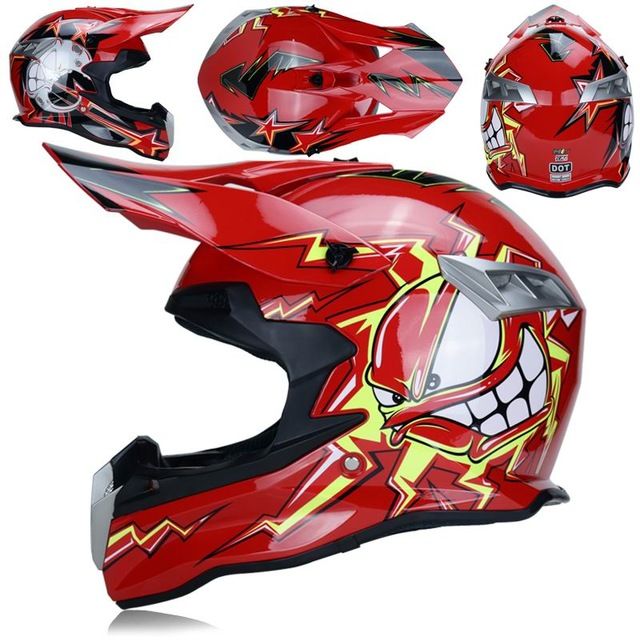 motocross para adultos motociclismo (Negro brillante-blanco,L) de cara completa casco de bicicleta de monta/ña R/&P Casco de motocross para motocross para exteriores todoterreno