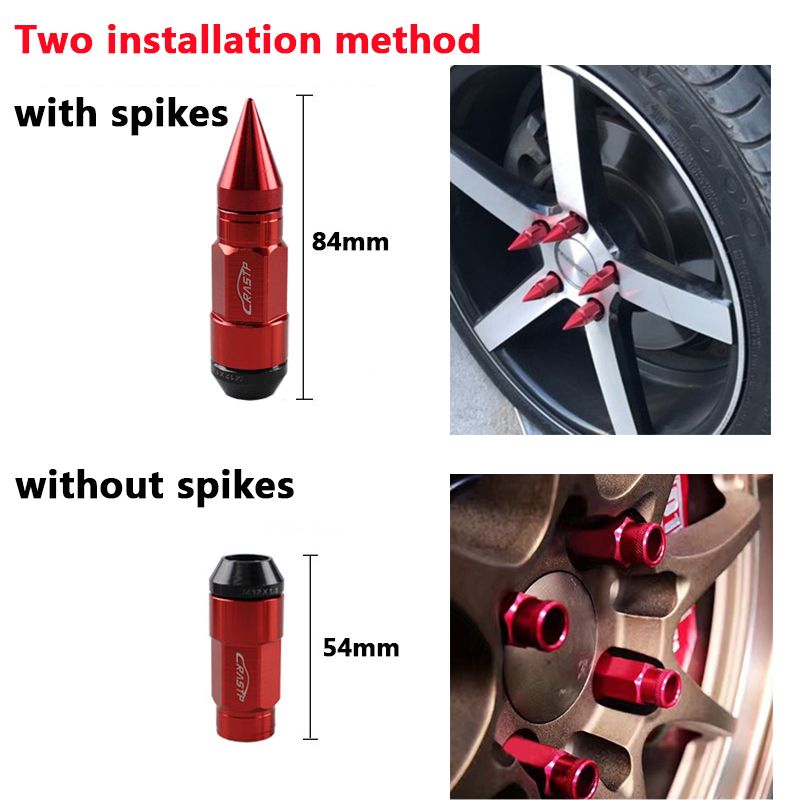 1.5, red RASTP New Style Anti Theft Racing Car Tires Spike Lug Nuts,JDM Sytle Anodized Universal Wheel Lug Nuts M12x1.5mm RS-LN043 1.5, red