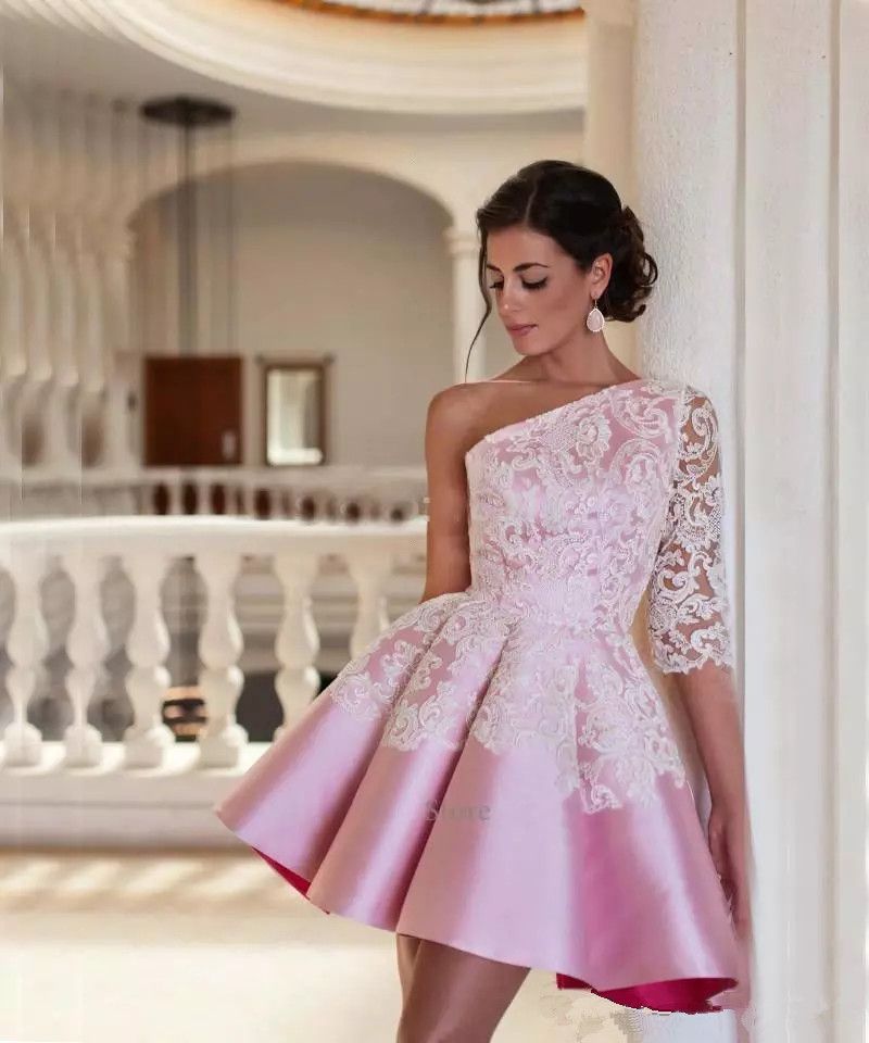 Abiti Da Sera Corti Eleganti In Raso Rosa Abiti Da Sera In Pizzo Corto  Abiti Da Cerimonia Di Ritorno A Casa Abiti Da Sera Mini Cocktail Da 88,39 €  | DHgate Italy