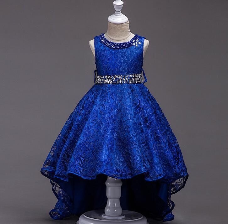 blue and silver flower girl dresses