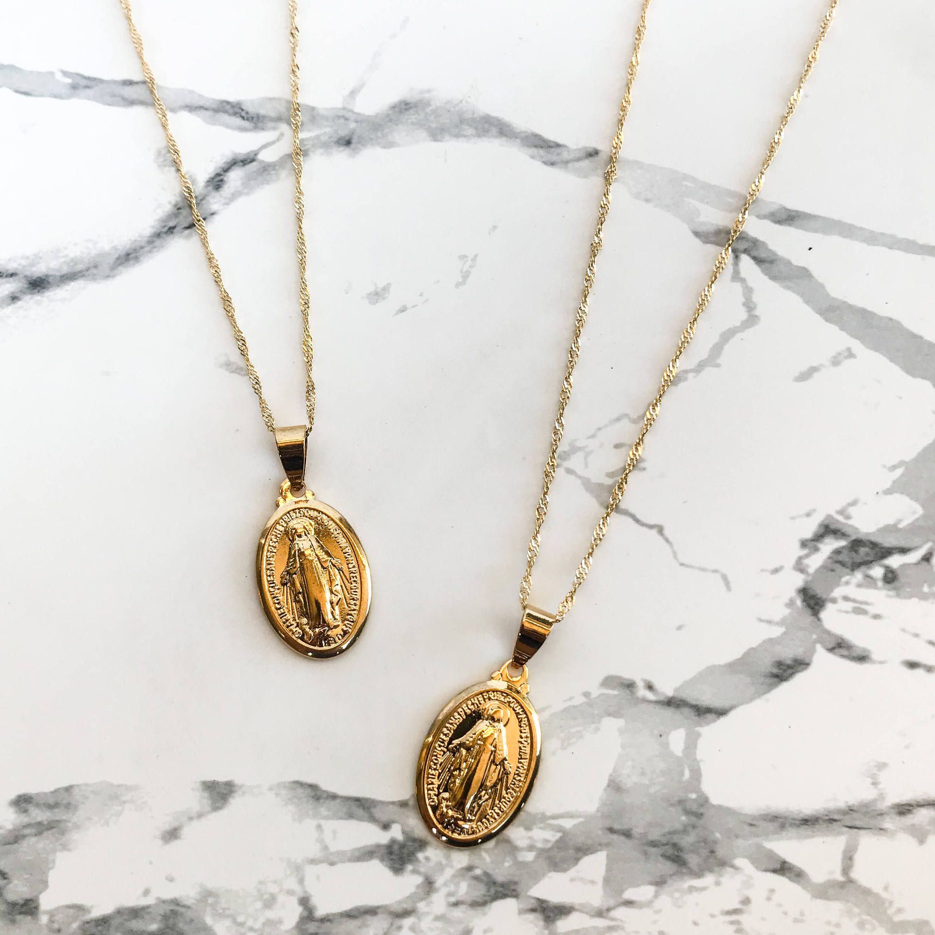 gold plated virgin mary necklace