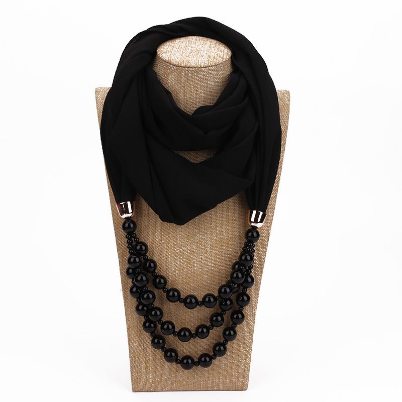 Ethnic Pearl Chiffon Solid Collar Tassel Gorgeous Beads Pendants - How To Tie A Pendant Scarf Ethnic Pearl Chiffon Solid Collar Tassel Gorgeous Beads Pendants - How To Tie A Pendant Scarf