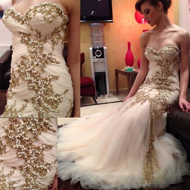 beaded fishtail wedding dress