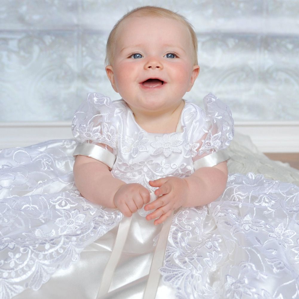 Compra Encantadores Vestidos Blancos De Primera Comunión Chrisom Lace  Applique Manga Corta Vestidos De Bautizo Para Bebés Trajes De Bautismo Trajes  De Fiesta Barato | Entrega Rápida Y Calidad | Es.Dhgate
