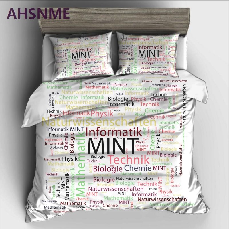 Ahsnme Geek Mint Biologie Bedding Set High Definition Print Quilt