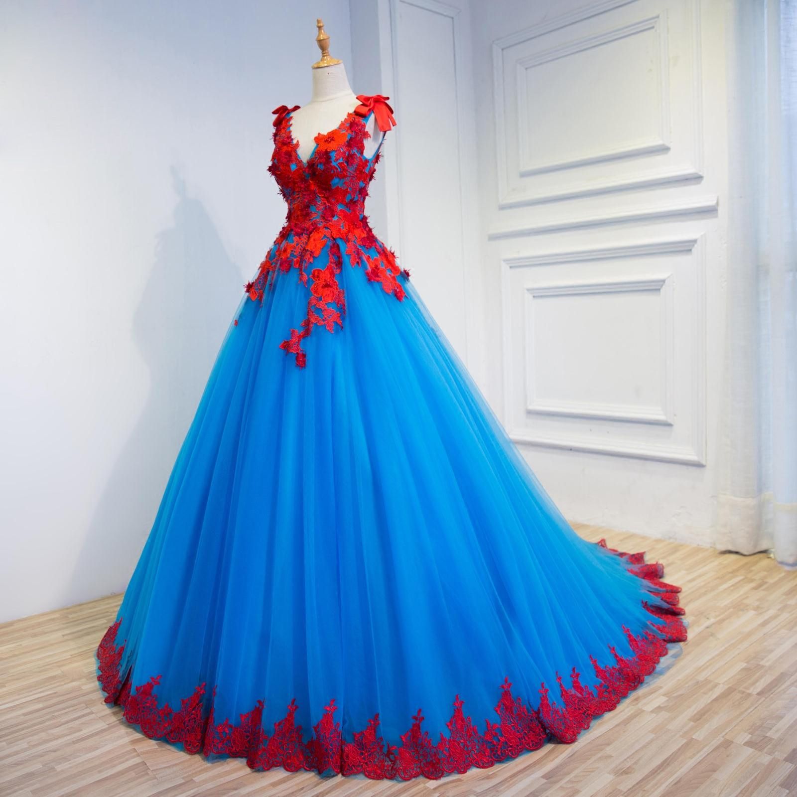 blue colored wedding dresses