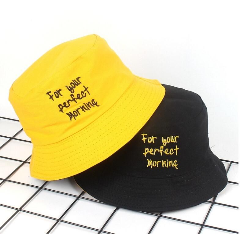 yellow and black bucket hat