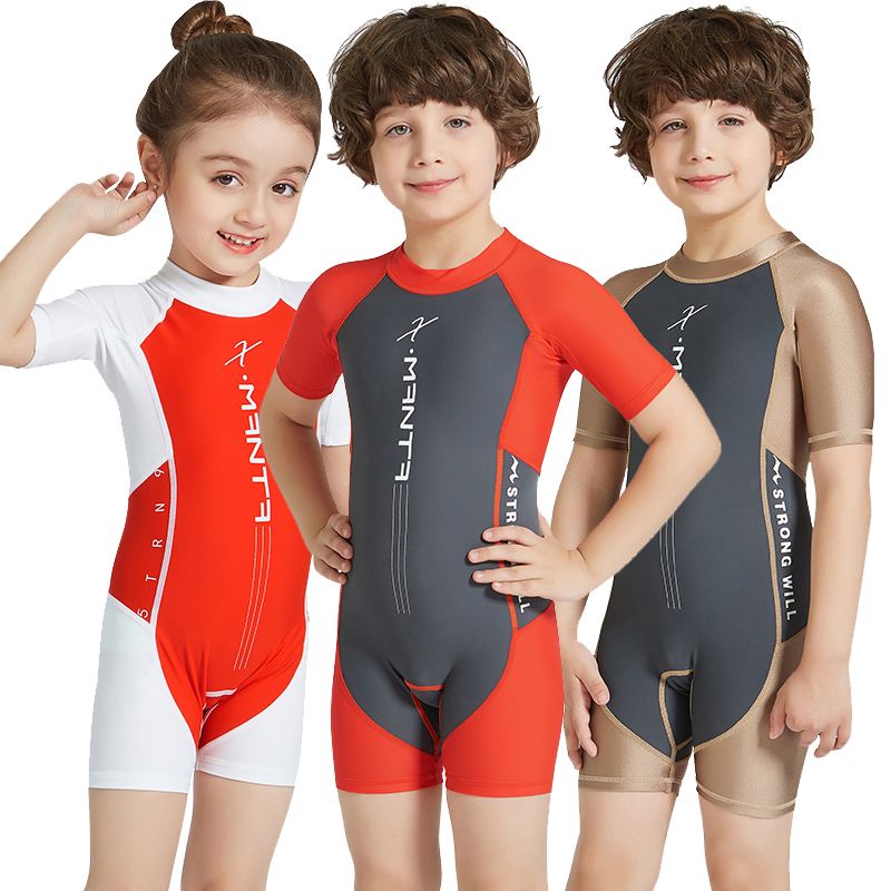 US Kid Boy Girl Shorts Wetsuit One Piece Swimwear Swimsuit Bathing Surfing Suit 