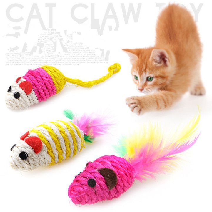 sisal mouse cat toy